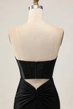 Black Corset Bodycon Cut Out Beaded Homecoming Dress