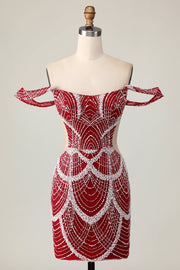 Sparkly Red Bodycon Short Cocktail Dress with Sequins