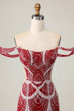 Sparkly Red Bodycon Short Cocktail Dress with Sequins