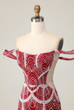 Sparkly Red Bodycon Short Cocktail Dress with Sequins