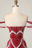 Sparkly Red Bodycon Short Cocktail Dress with Sequins