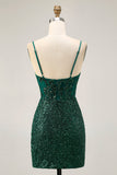 Sparkly Bodycon Dark Green Sequins Corset Homecoming Dress