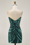 Sparkly Strapless Royal Blue Sequins Tight Homecoming Dress