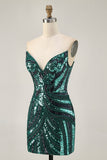 Sparkly Strapless Royal Blue Sequins Tight Homecoming Dress