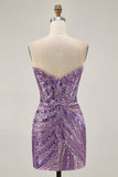Sparkly Strapless Royal Blue Sequins Tight Homecoming Dress