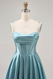 Corset Satin Grey Green A-line Short Homecoming Dress
