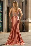 Sparkly Mermaid Blush Spaghetti Straps Corset Long Formal Dress with Sequins