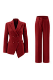 Fuchsia Peak Lapel 2-piece Women Suits with Buttons
