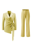 Lilac Peak Lapel Ruched Women Suits with Sash