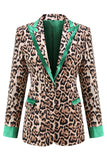 Coffee Leopard Peaked lapel 2 Pieces Prom Suits