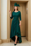 Burgundy A Line Bateau Neck High-Low Wedding Guest Dress