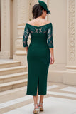 Royal Blue Chiffon Off the Shoulder Sheath Long Wedding Guest Dress with Lace