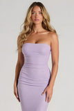 Lilac Strapless Mermaid Satin Long Bridesmaid Dress