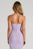 Lilac Strapless Mermaid Satin Long Bridesmaid Dress