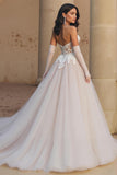 Sweetheart Lace Tulle A Line Corset Ivory Wedding Dress