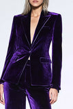 Dark Purple Velvet Peak Lapel 2 Pieces Women Formal Suits