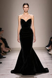 Black Mermaid Velvet Sweetheart Long Formal Dress