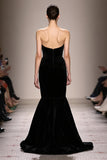 Black Mermaid Velvet Sweetheart Long Formal Dress