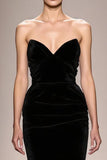 Black Mermaid Velvet Sweetheart Long Formal Dress