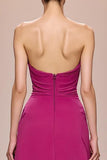 Fuchsia Satin Mermaid Sweetheart Long Formal Dress with 3D Flower