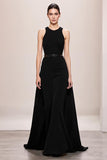 Velvet Black A-Line Halter Long Evening Dress