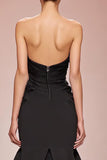 Black Mermaid Satin Sweetheart Long Formal Dress with Slit