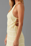 Daffodil Halter Sheath Pleated Chiffon Evening Dress