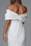 Ivory Mermaid Off The Shoulder Lace Maxi Boho Formal Dress