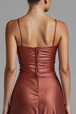 Cabernet Sheath Spaghetti Straps High Low Formal Dress with Ruffles