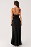 Sheath Cut Out Spaghetti Straps Black Tie Dress