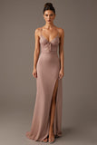 Sunset Spaghetti Straps Sheath Evening Dress with Slit