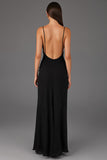 Sheath Spaghetti Straps Black Tie Dress
