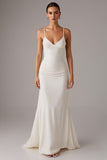 Elegant Mermaid Ivory Spaghetti Straps Evening Dress