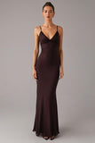 Brown Mermaid Spaghetti Straps Formal Dress