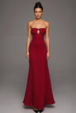 Strapless Red Cut Out Mermaid Formal Dress