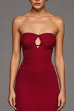 Strapless Red Cut Out Mermaid Formal Dress