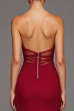 Strapless Red Cut Out Mermaid Formal Dress