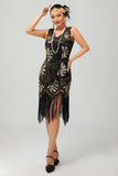 Sparkly Red Golden Bodycon Gatsby Midi 1920s Dress with Tassles