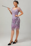 Sparkly Black Silver Gatsby Bodycon Sequins Midi 1920s Dress