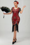Sparkly Beaded Black Golden Fringed Bodycon Gatsby Midi 1920s Dress