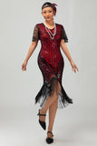 Sparkly Black Silver Sequins Bodycon Gatsby Midi 1920s Dress with Tassels