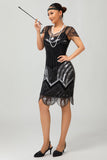 Sparkly Black Silver Gatsby Bodycon Sequins Midi 1920s Dress