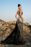 Sparkly Black Mermaid Sequin Long Formal Dress with Slit