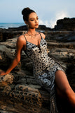 Sparkly Black Mermaid Sequin Long Formal Dress with Slit