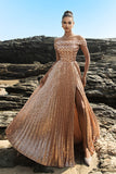 Sparkly Off The Shoulder Grey Blue A Line Sequin Long Formal Dress with Slit