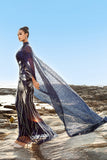 Sparkly Navy Mermaid Sequin Long Formal Dress with Detachable Cape
