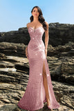 Sparkly Sweetheart Mermaid Black Sequin Long Formal Dress with Slit