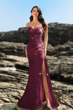 Sparkly Sweetheart Mermaid Black Sequin Long Formal Dress with Slit