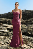 Sparkly Sweetheart Mermaid Black Sequin Long Formal Dress with Slit
