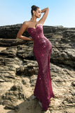 Sparkly Sweetheart Mermaid Black Sequin Long Formal Dress with Slit